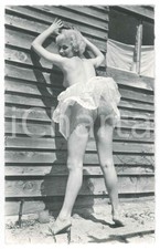 1960 ca EROTICA VINTAGE Nude woman with lace skirt - Public nudity - Photo