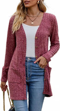 Cardigan Donna Lungo Manica Lunga Giacca in Maglia Elegante Autunno Inverno Magl