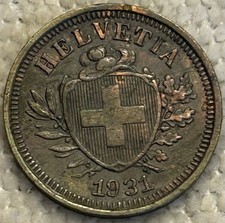 Moneta Svizzera 1 Rappen 1931