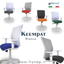 SEDIA SEDIE UFFICIO CASA POLTRONA GIREVOLE, KEEMPAT BIANCA OPERATIVA