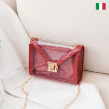Borsa Trasparente Tracolla con Borsellino estraibile Coccodrillo (Rosso)