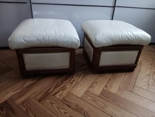 Coppia sgabelli vintage pouf  anni 60 70 rari design Pelle e legno  Modermariato
