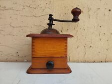 ANTICO XIX-XX sec MACININO MACINA CAFFÈ FB TRE SPADE QUADRATO IN LEGNO E FERRO