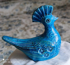 Pavoncella ceramica blu anni 60 vintage Aldo Londi Sardegna