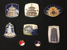 Pins/Spillette Vintage Originali rare n.8 Spille Smaltate Cina da Collezione