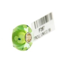 Trollbeads Unico in Vetro - OOAK Original Trollbeads Verde con fiori Rif.  UNICO