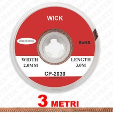 TRECCIA DISSALDANTE RETE RIMOZIONE STAGNO TRECCIA DI RAME - 2mm x 3 METRI