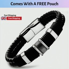 Bracciale Uomo PU Pelle Nera