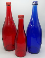 Coloured Glass Bottles x 3 Red