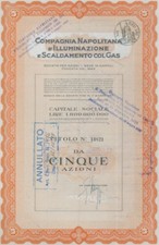 1963 NAPOLITANA D'ILLUMINAZIONE E SCALDAMENTO COL GAS 2 AZIONE VERA  DELLA BORSA