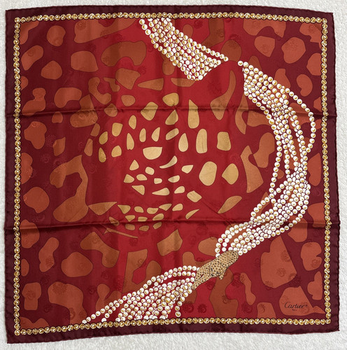Cartier silk scarf 26in red - scarf,