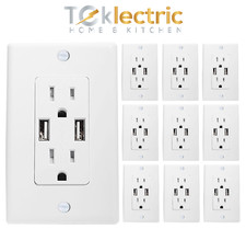 (10) Teklectric 4.2A Doppia Presa USB 15A, Resistente alle Manomissioni ETL Presa Elencata