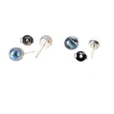 Orecchino in Argento 925 Punto Luce Forma Sfera 6 mm Aurora Boreale Riflesso Blu