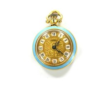 piccolo orologio da tasca gioiello - con smalto - movimento intatto - oro 750 18 carati
