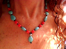 ???COLLANA DONNA UOMO CORALLO, TURCHESE, ONICE NERO . ETNICA??? 