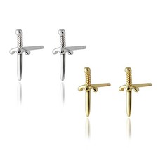 Orecchini a perno spada croce piccola delicata argento sterling gioielli donna F1552