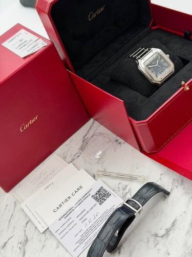 Cartier santos blue dial large - cartier,