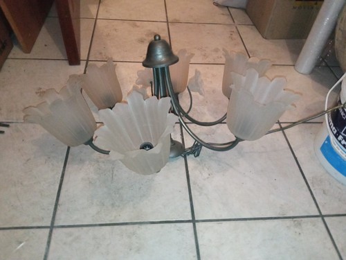 Lampadario vetro decorato - lampadario,