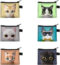 6 Pcs Mini Portamonete Gatti in Tela Portamonete Portafoglio Da Donna Con Cernie