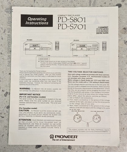 Pioneer s801 s701 - pioneer, pd-s801