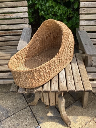 Vintage wicker doll cot - vintage, crib