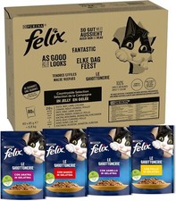 Purina Felix Le Ghiottonerie Wet Food for Cats, Pack of 80 sachets of 85g