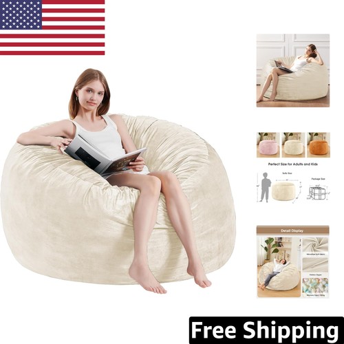 Ivory plush bean bag chair - plush,