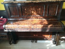 Pianoforte antiquariato in radica di noce a due pedali interamente res