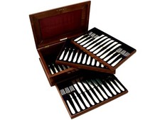 Servizio da tavola e dessert edoardiano in argento sterling e madreperla 