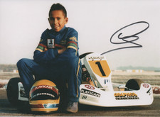 Lewis Hamilton foto firmata British Junior Go Kart 1995 COA.