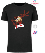 MAGLIETTA T-SHIRT NERA CORTOON TAZ SKATE DIAVOLO DELLA TASMANIA CORTONI
