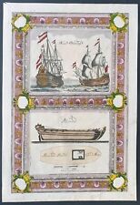 stampa antica Coronelli Navi Olandesi 1690 acquaforte atlante veneto marina