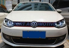 FARI FRECCE A LED DINAMICHE VW POLO 6R 6C ANGEL EYES LED DAYLINE NERI DA 09>