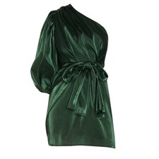 Mini abito monospalla verde