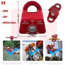 Puleggia mobile 20KN zipline albero di roccia arrampicata alpinismo 1/2 o 13 mm corda