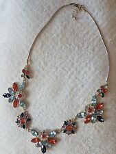 Collana donna girocollo  elegante strass,collana fiori strass blu azzurro,