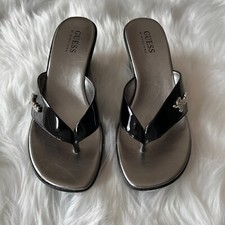 Retro Black Thong Wedge -