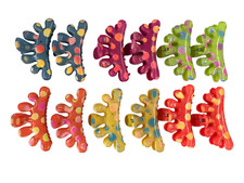 12 PINZE MOLLETTE FERMAGLI CAPELLI FERMAGLIO PINZA MOLLETTONE FIORE POIS CM 9,5