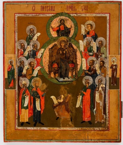 Antica icona russa madre - antica,