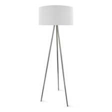 Lampada a Stelo Scandinava Treppiedi Paralume IN Tessuto Bianco Crema ST51 Alto