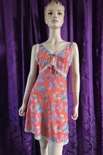 Camicia da notte vintage anni 60 camicia da notte rosso panna con volant baby doll M 10 donna