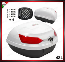 BAULETTO RIGIRO 48 LITRI BIANCO SCOOTER MOTO TOP CASE UNIVERSALE BAULE E PIASTRA