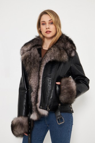 Giacca donna shearling nera