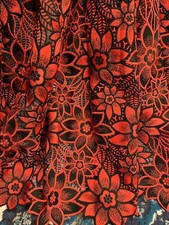 Embroidered Red & Black Floral