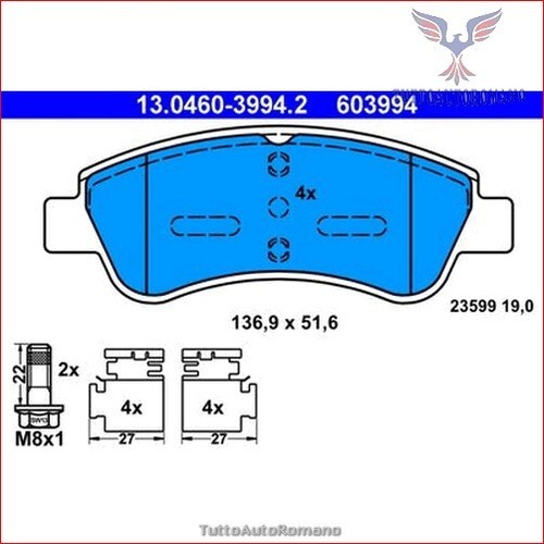 603994 kit pastiglie pattini - pastiglie,