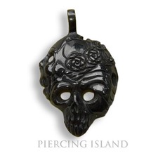 Ciondolo amuleto teschio teschio testa della morte incl. nastro corno di bufalo PB198