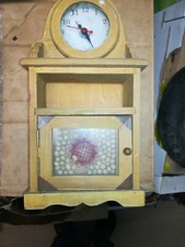 CASSETTA POSTALE PORTA LETTERE E CHIAVI - CON OROLOGIO  IN LEGNO MASSICCIO 