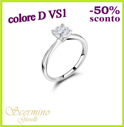 Anello solitario oro - solitario, bianco