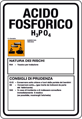 Adesivo informazioni acido - informazioni,