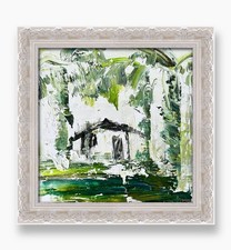 Antigua Palm House Art • Quadro astratto costiero rilassante • Decorazione tropicale 6x6